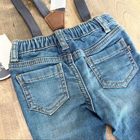 Baby B'Gosh Knit Denim Jeans with Suspenders - Size 3 months - Picture 4 of 5